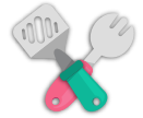 cooking utensils icon for Kitchen Corner activities