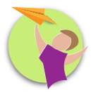 child with paper airplane icon for Stay active activities