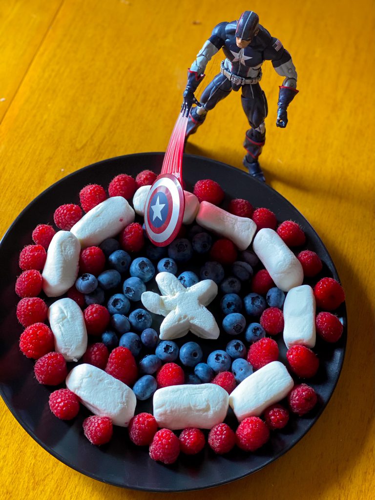 Captain America shield out of fruit