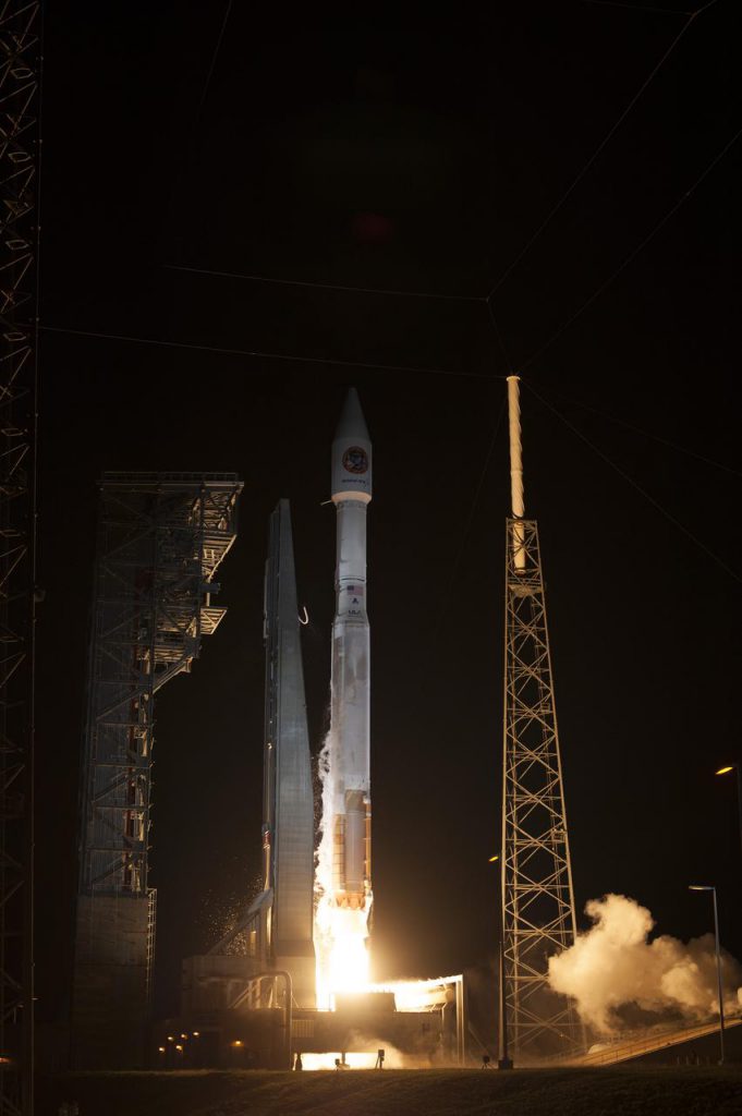 A United Launch Alliance Atlas V rocket lifts off from Space Launch Complex 41 at Cape Canaveral Air Force Station carrying an Orbital ATK Cygnus resupply spacecraft on a commercial resupply services mission to the International Space Station.