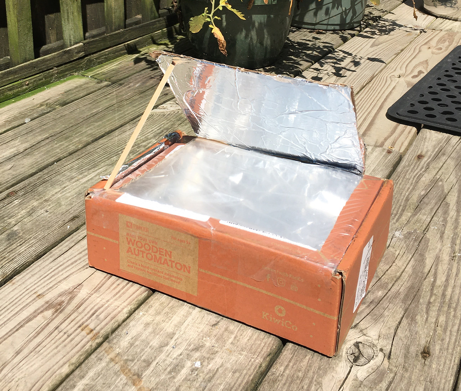 Solar oven on a porch